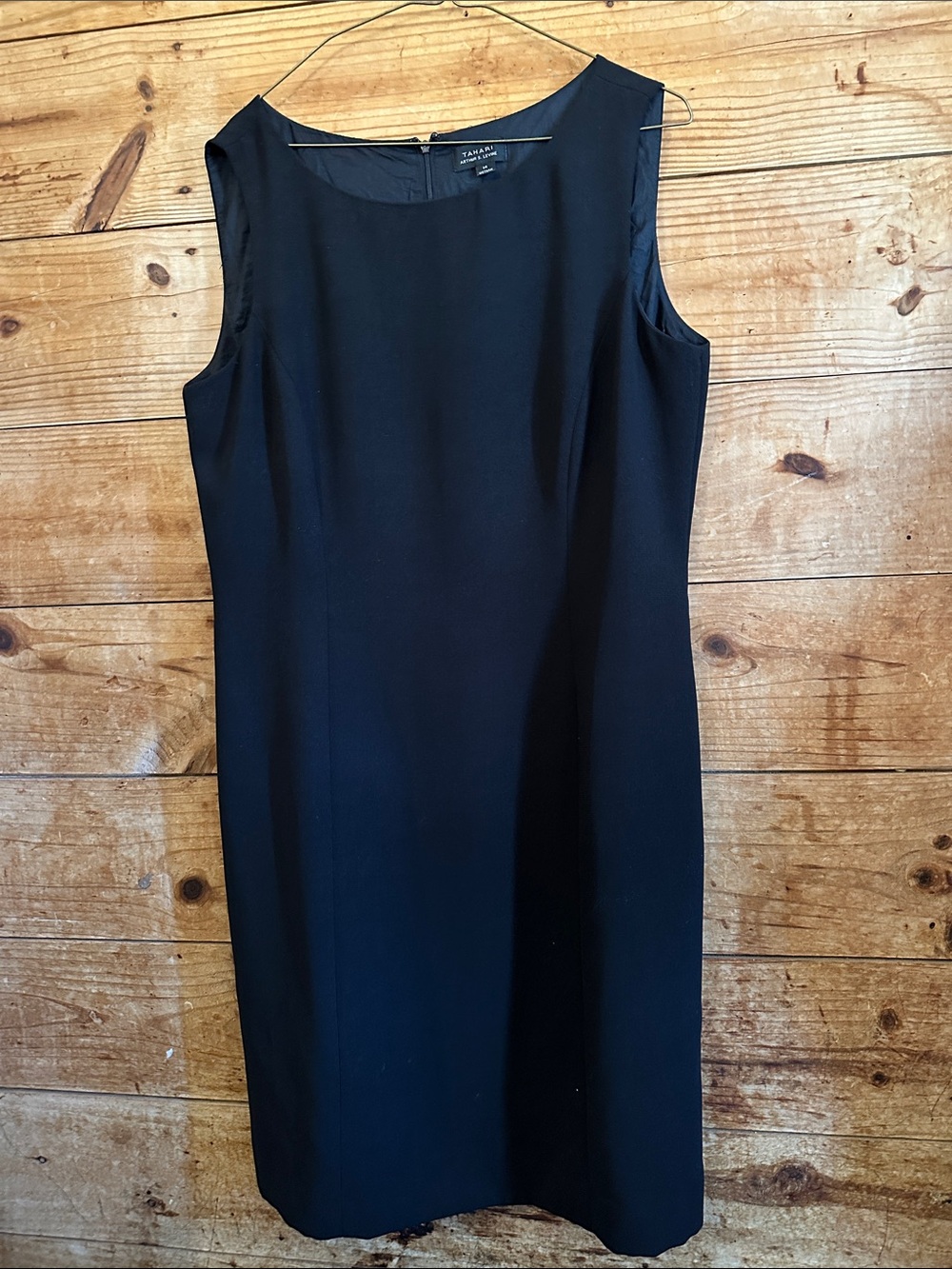 Tahari ASL Black Sleeveless Sheath Midi Dress